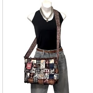 Harveys Patchwork Polka Dot Animal Leopard Print Seatbelt Crossbody Shoulder Bag